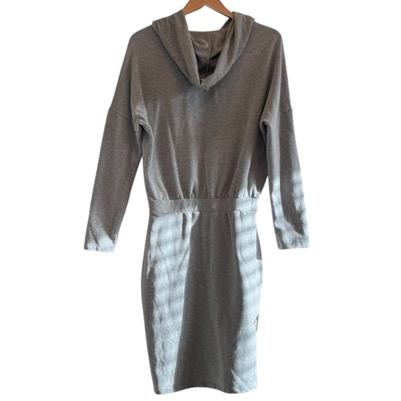 Three Dots Dress Size Medium Kangaroo Pocket Hoodie Grey Elasticized Waist - Picture 2 of 7